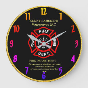 Firemen never die large clock