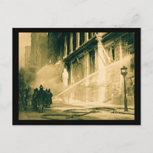 Firemen Spraying Building Pine Street New York Postcard
