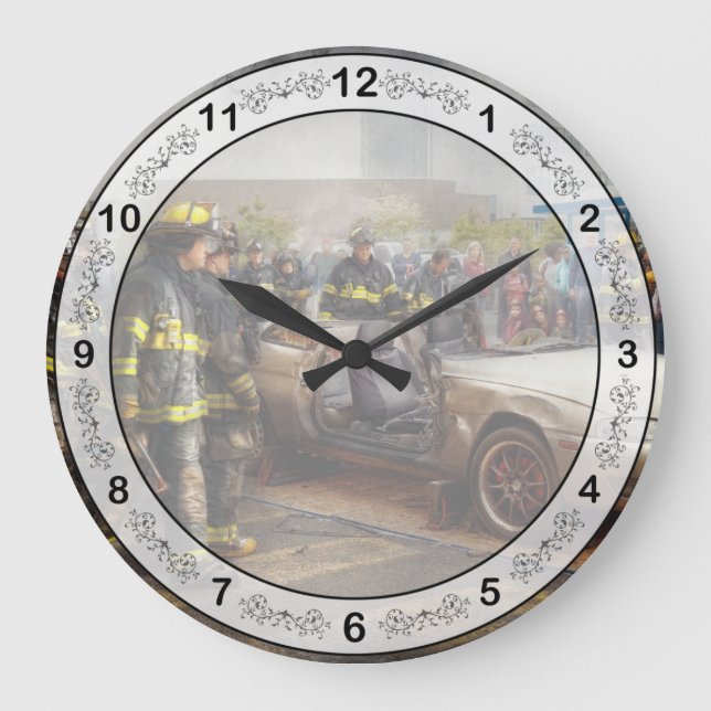 Firemen - The fire demonstration Large Clock (Front)