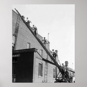 Firemen Training School, 1920. Vintage Photo Poster
