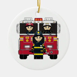 Firemen with Fire Engine Ornament