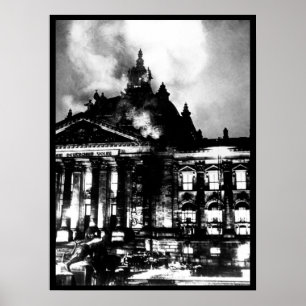 Firemen work on the burning Reichstag_War image Poster