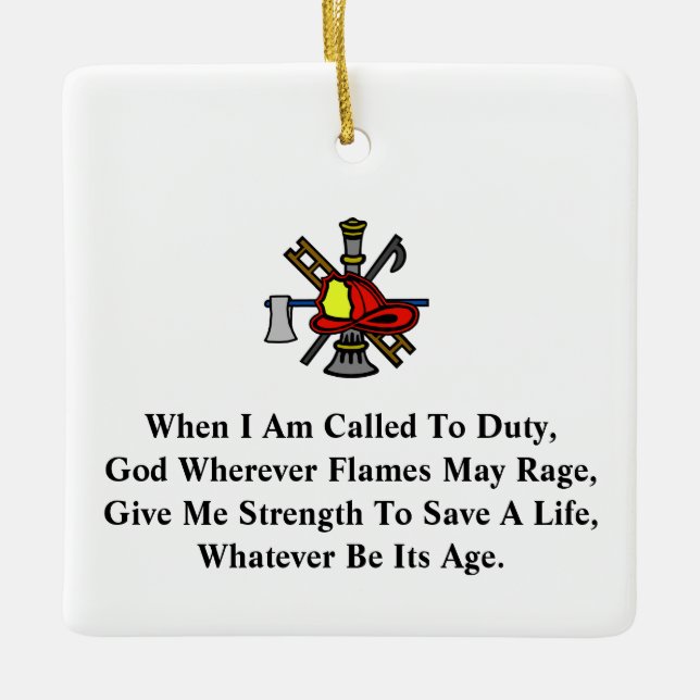 Firemens' Prayer Christmas Ornament (Front)