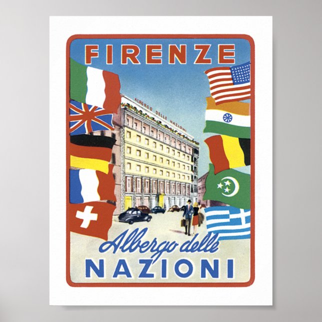 Firenze Albergo delle Nazioni w/o border Poster (Front)