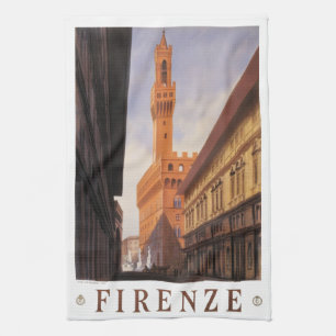 Firenze, Florence, Palazzo Vecchio, Vintage Italy Tea Towel