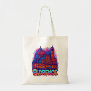 Firenze Neon Pop-Art Skyline Tote Bag