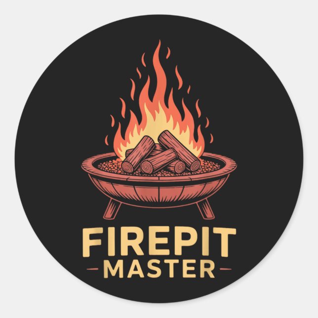 Firepit Master Camping Campfire Camper Fire Pit Classic Round Sticker (Front)