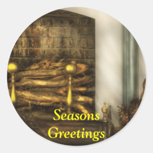 Fireplace - A simple fireplace Classic Round Sticker