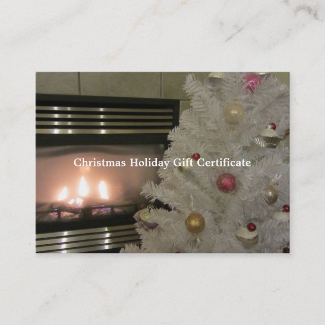 Fireplace and Christmas Tree Gift Certificate (Front)