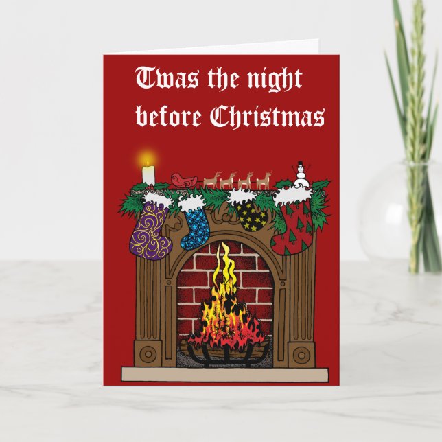 Fireplace on Christmas Eve Holiday Card (Front)