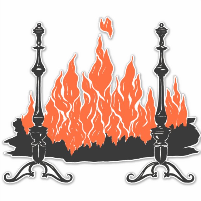 Fireplace red flames silhouette art (Front)