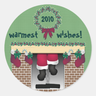 Fireplace Santa Sticker