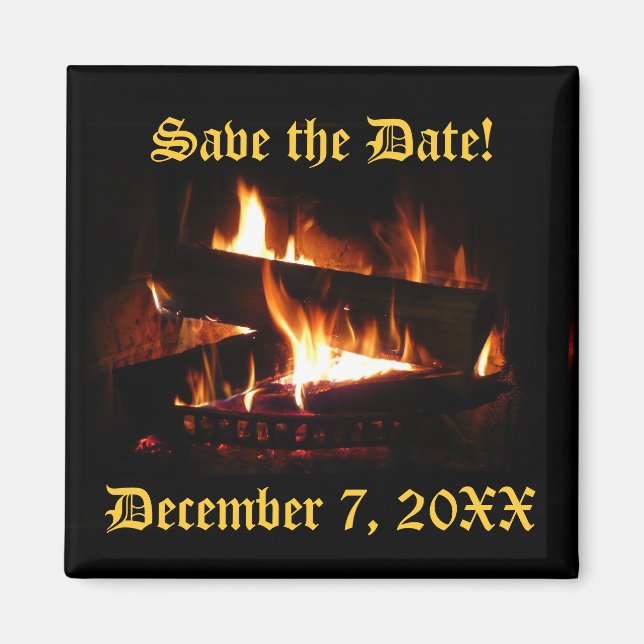 Fireplace Save the Date Magnet (Front)