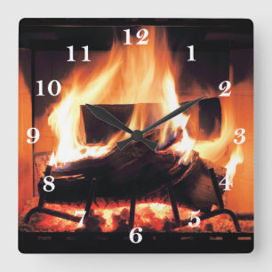 Fireplace Square Wall Clock