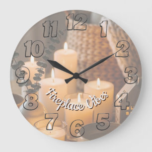 Fireplace Vibes Round Wall Clock Cozy Cabin