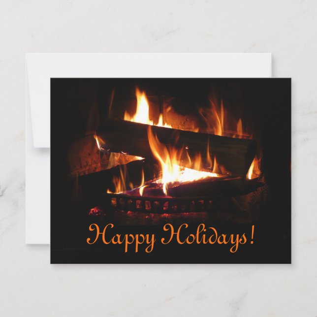 Fireplace Warm Winter Holiday Card (Front)