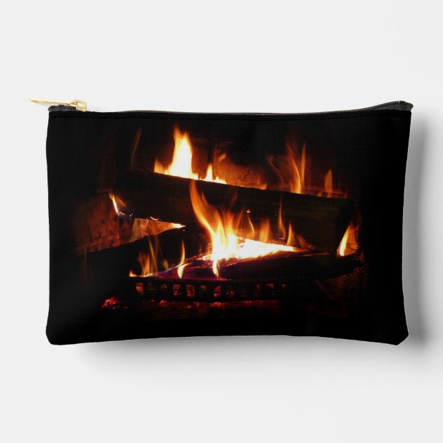 Fireplace Warm Winter Scene Photography Accessory Pouch (Front)