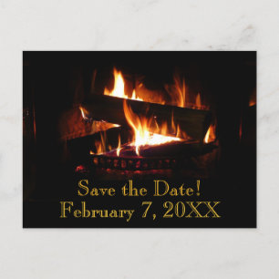 Fireplace Warm Winter Scene Photography Announcement Postcard