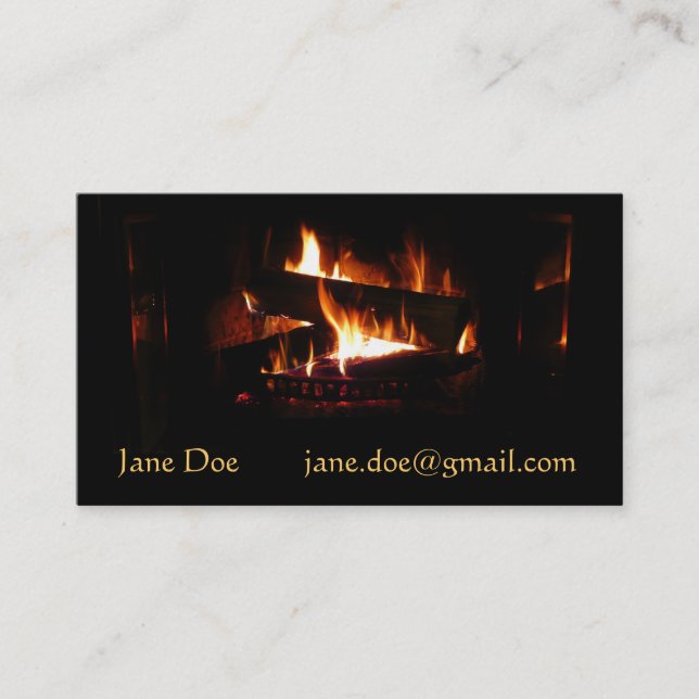 Fireplace Warm Winter Scene Photography Business Card (Front)