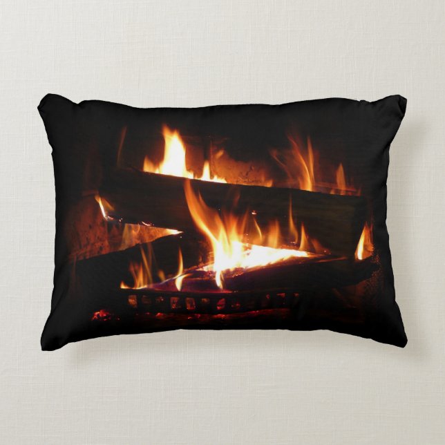 Fireplace Warm Winter Scene Photography Decorative Cushion (Front)