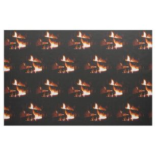 Fireplace Warm Winter Scene Photography Fabric