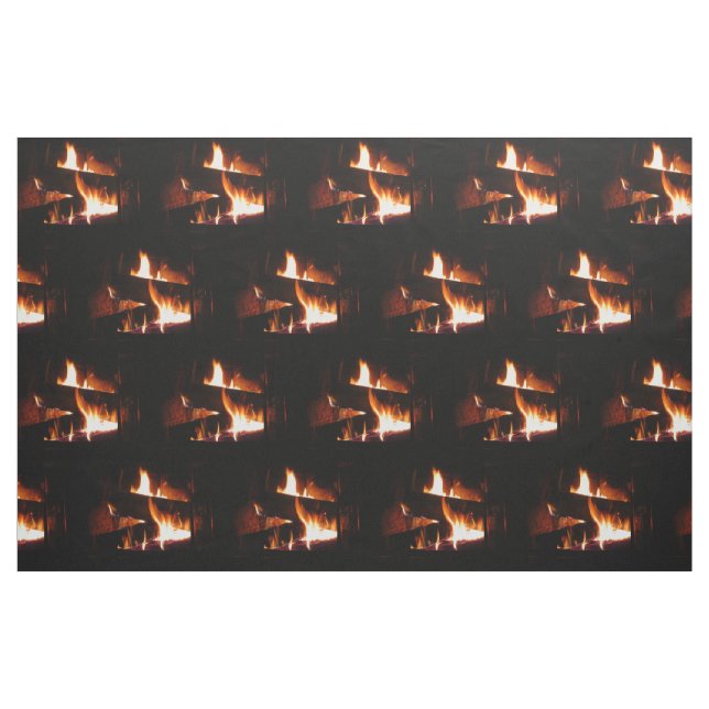 Fireplace Warm Winter Scene Photography Fabric (Fat Quarter)