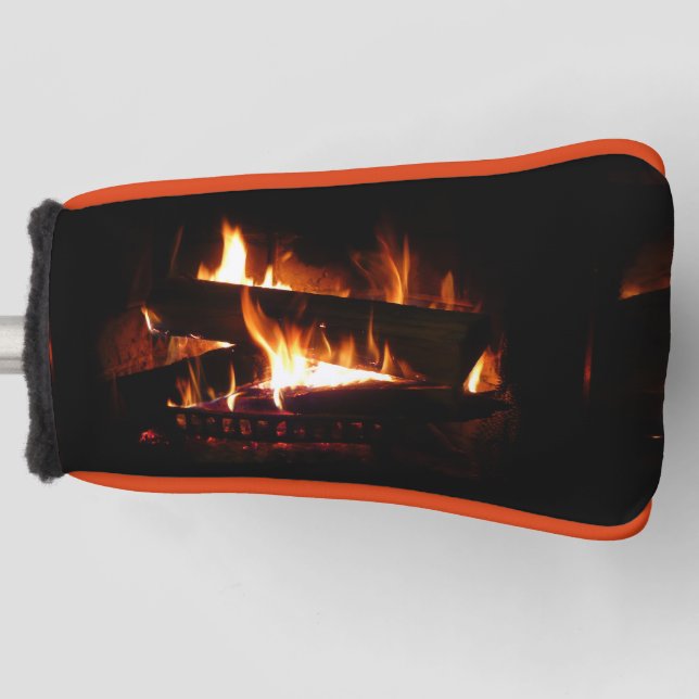 Fireplace Warm Winter Scene Photography Golf Head Cover (Front)