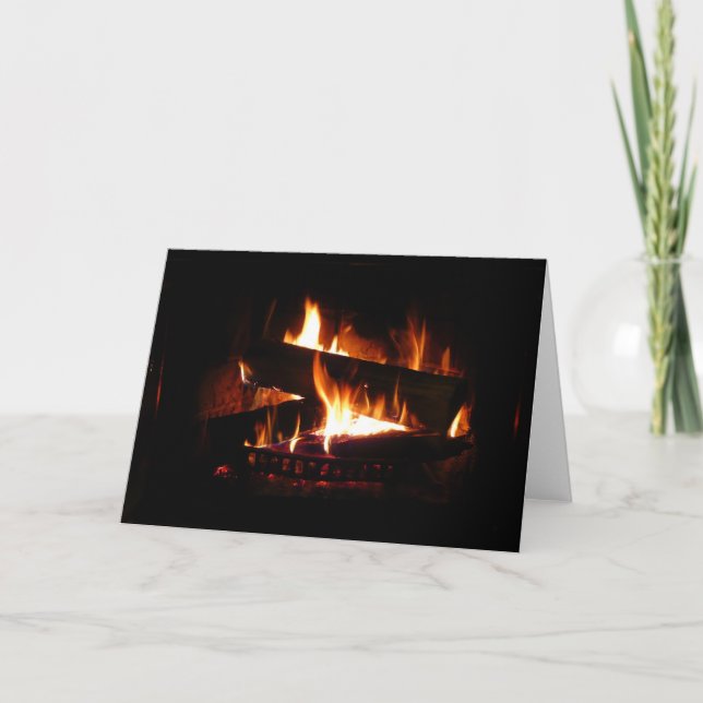 Fireplace Warm Winter Scene Photography Holiday Card (Front)