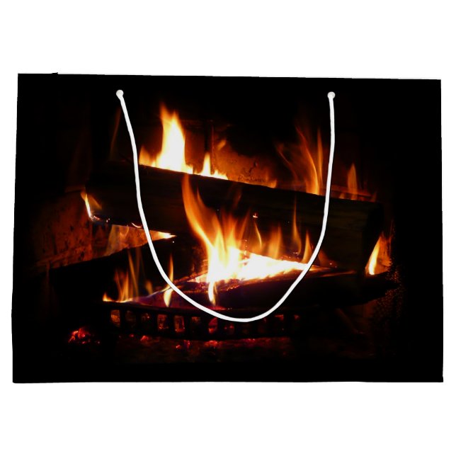 Fireplace Warm Winter Scene Photography Large Gift Bag (Back)