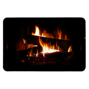 Fireplace Warm Winter Scene Photography Magnet