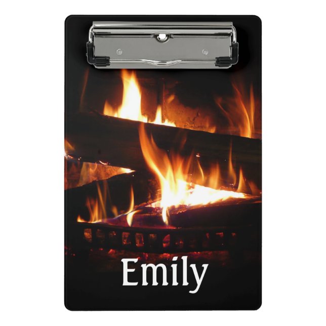 Fireplace Warm Winter Scene Photography Mini Clipboard (Front)