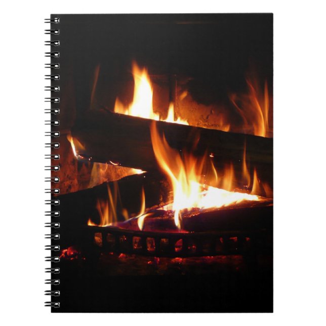 Fireplace Warm Winter Scene Photography Notebook (Front)