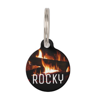 Fireplace Warm Winter Scene Photography Pet Tag