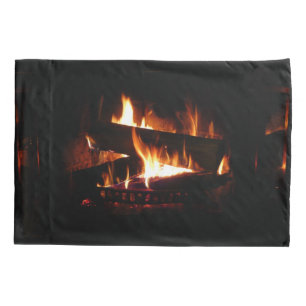 Fireplace Warm Winter Scene Photography Pillowcase
