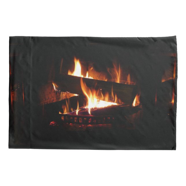 Fireplace Warm Winter Scene Photography Pillowcase (Back)