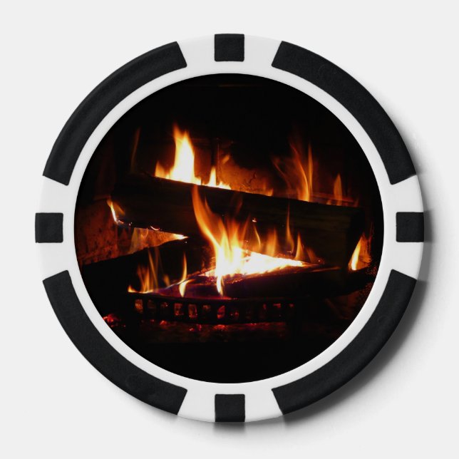 Fireplace Warm Winter Scene Photography Poker Chips (Front)