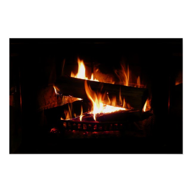 Fireplace Warm Winter Scene Photography Poster (Front)
