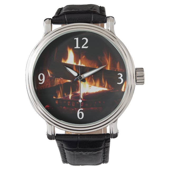 Fireplace Warm Winter Scene Photography Watch (Front)