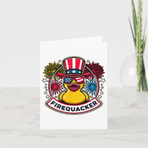 Firequacker 4th Of July Rubber Duck Usa Flag  Card