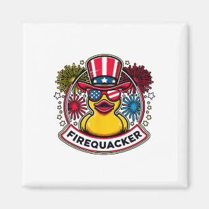 Firequacker 4th Of July Rubber Duck Usa Flag  Magnet