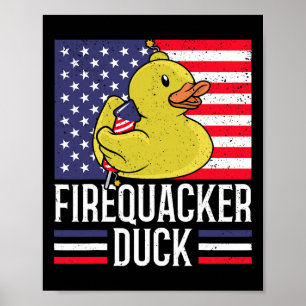 Firequacker Duck 4th Of July Firecracker Independe Poster