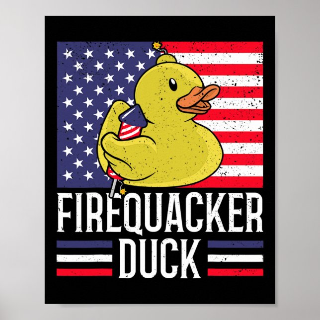 Firequacker Duck 4th Of July Firecracker Independe Poster (Front)