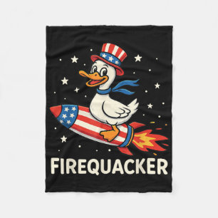 Firequacker Duck On Firecracker Funny 4th Of July  Fleece Blanket