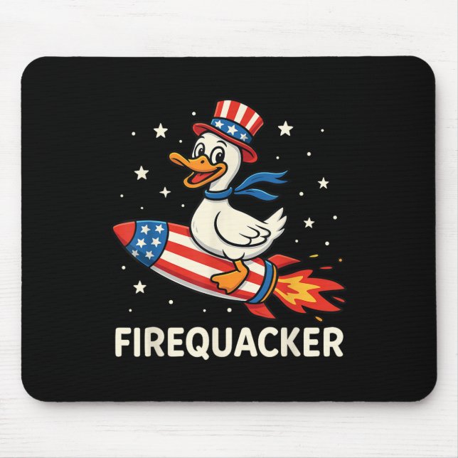 Firequacker Duck On Firecracker Funny 4th Of July  Mouse Pad (Front)
