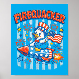 Firequacker Funny 4th Of July Patriotic Duck Poster