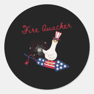 Firequacker Funny 4th Of July Patriotic Silly Goos Classic Round Sticker