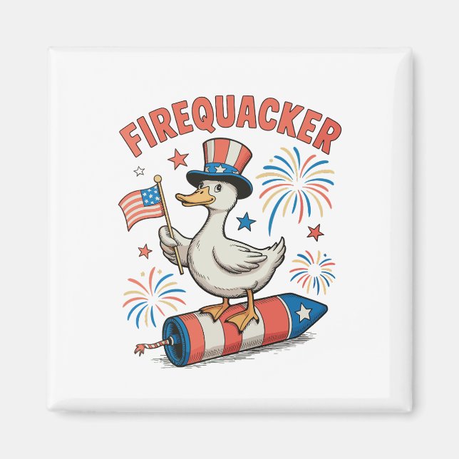 Firequacker Patriotic Duck 4th Of July 250th Magnet (Front)