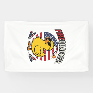 Firequacker Patriotic Duck Fireworks Vector Design Banner