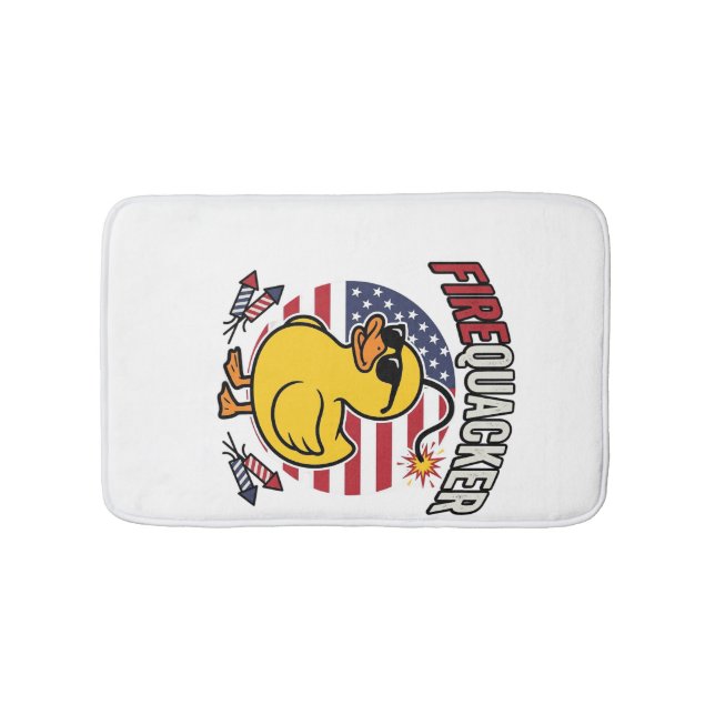 Firequacker Patriotic Duck Fireworks Vector Design Bath Mat (Front)