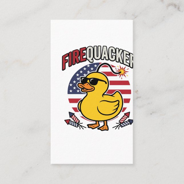 Firequacker Patriotic Duck Fireworks Vector Design Business Card (Front)